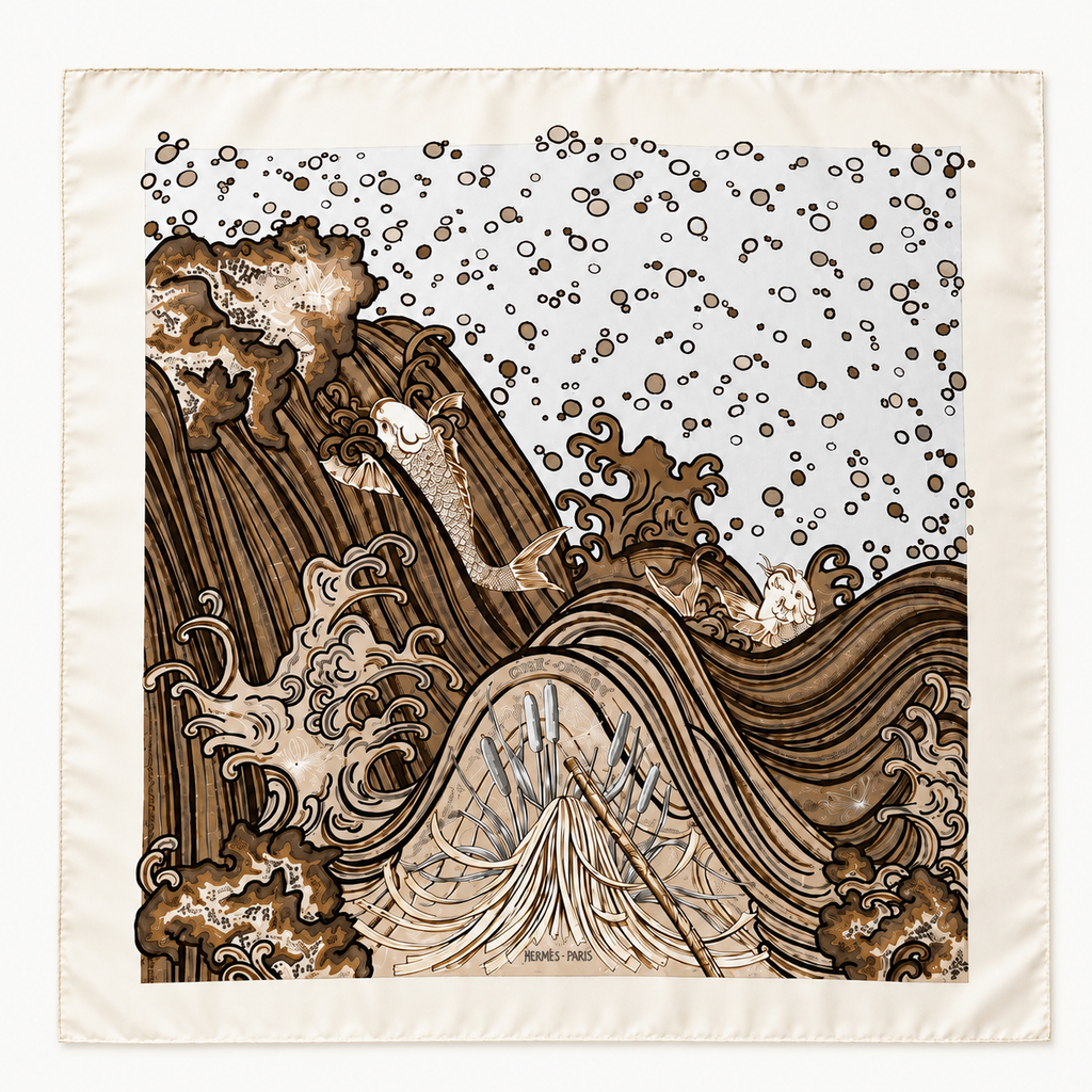 Hermès À Contre-Courant Silk Scarf 90