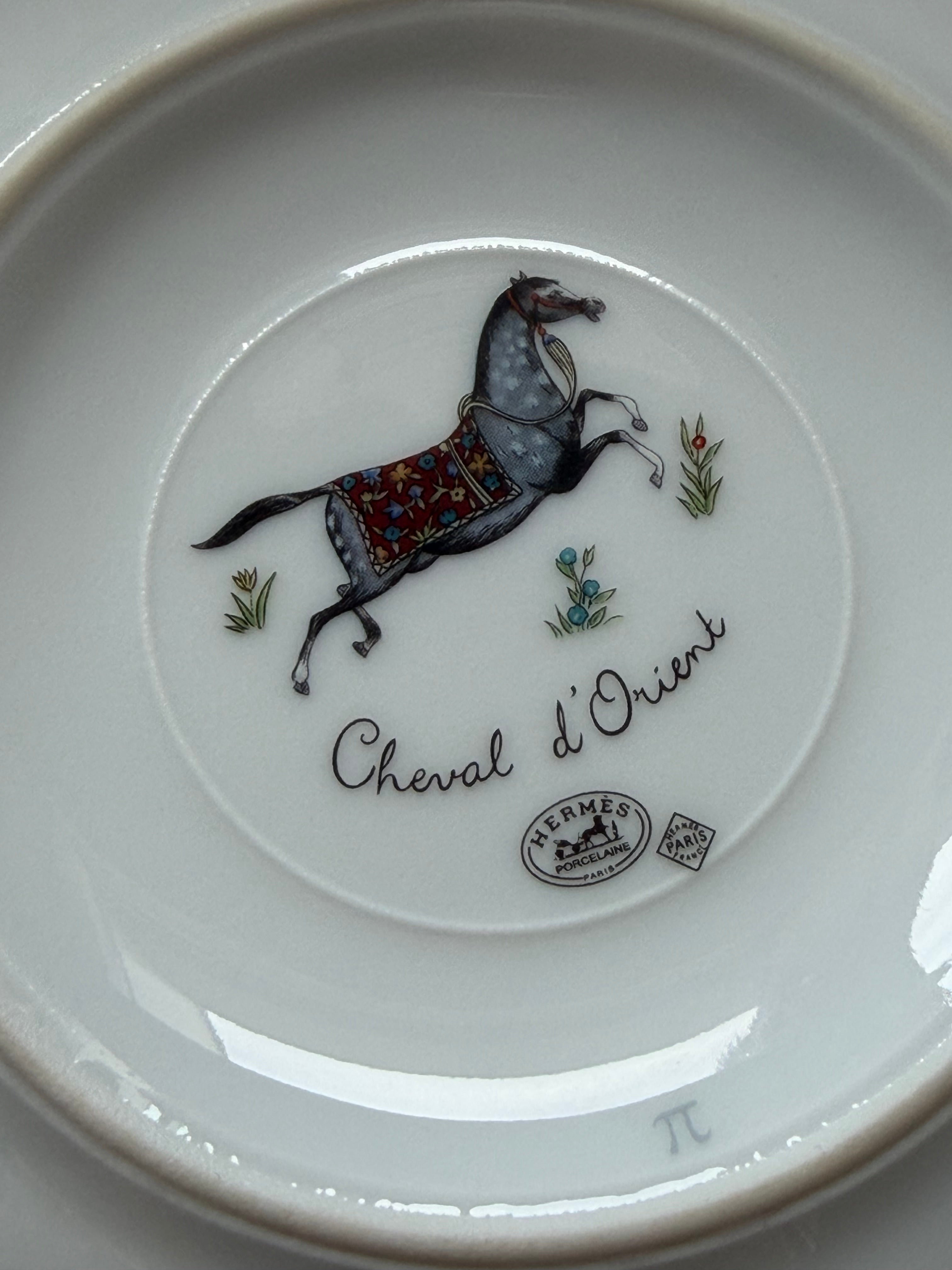 Hermès Cheval d’Orient Porcelain Tea Cup & Two Saucers – Original Box