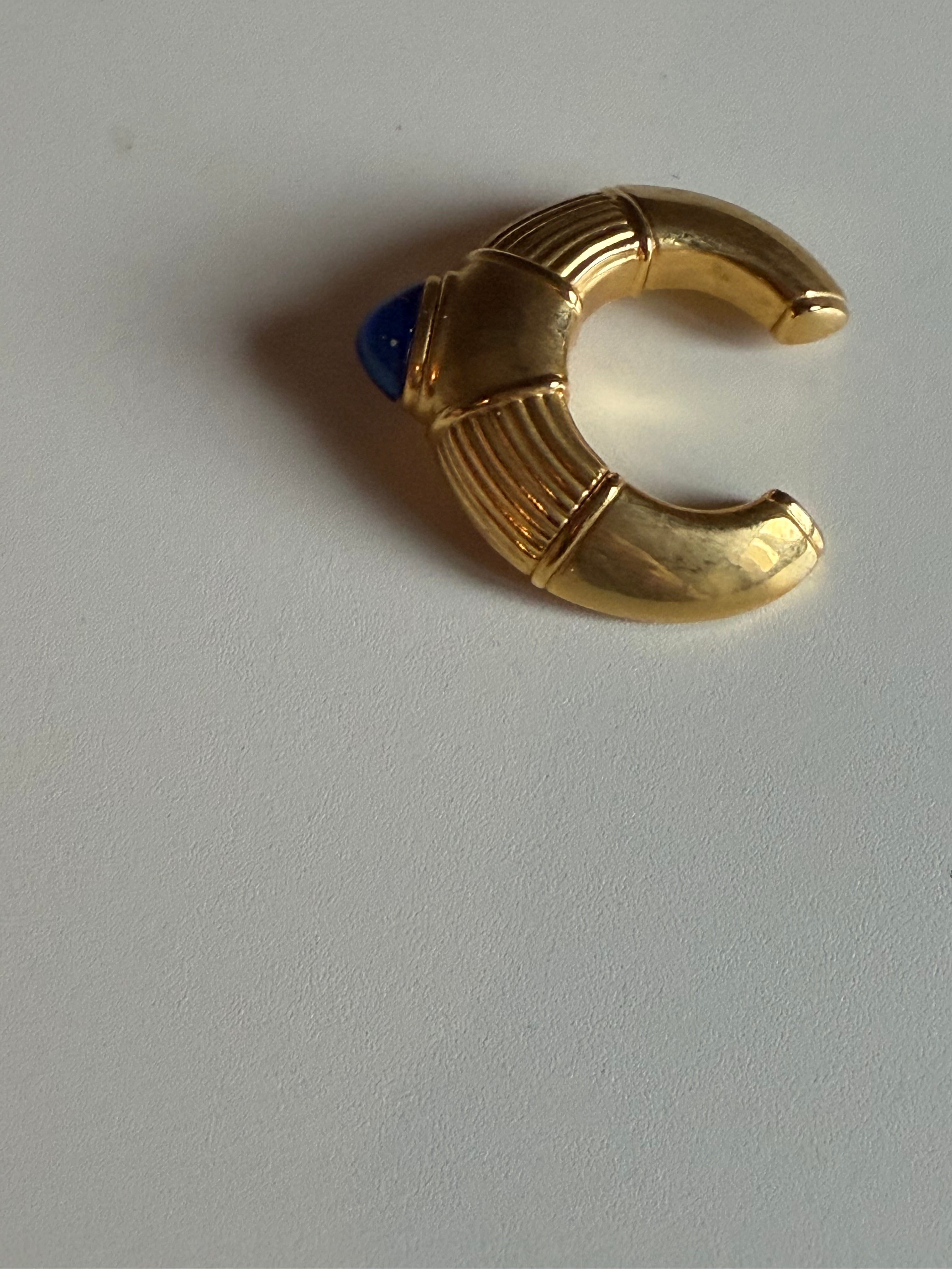 Vintage Boucheron Paris Brooch – Gold-Tone & Blue Cabochon