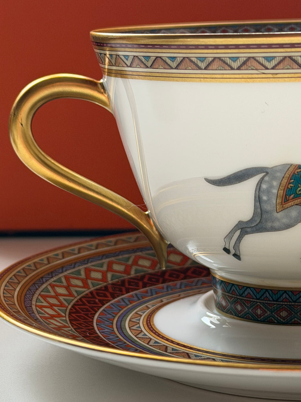 Hermès Cheval d’Orient Porcelain Tea Cup & Two Saucers – Original Box