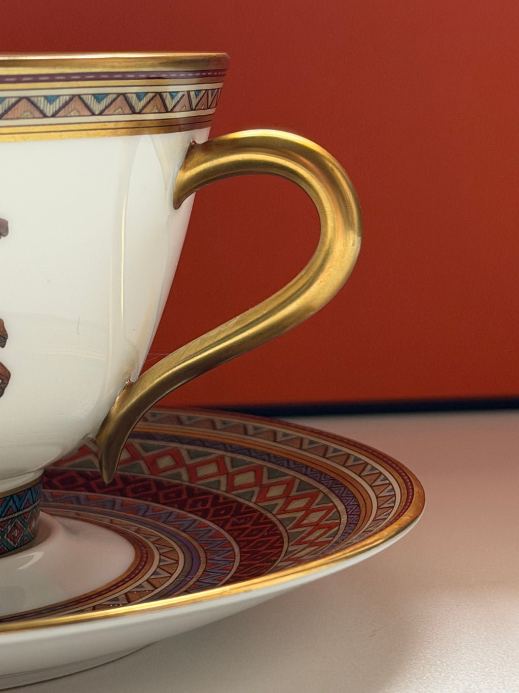 Hermès Cheval d’Orient Porcelain Tea Cup & Two Saucers – Original Box