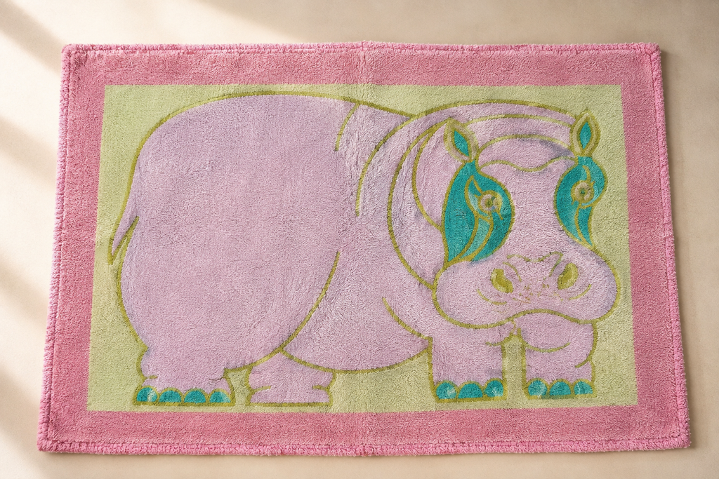 Vintage Hermès Paris Rhinoceros Cotton Terry Towel – 60 × 90 cm – Made in France
