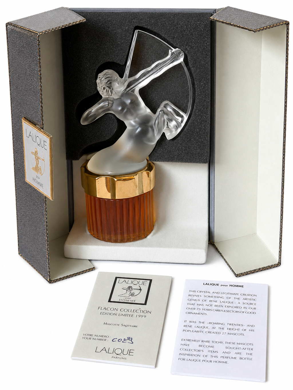 Lalique pour Homme Mascotte Sagittaire Limited Edition Crystal Perfume Flacon – 1999