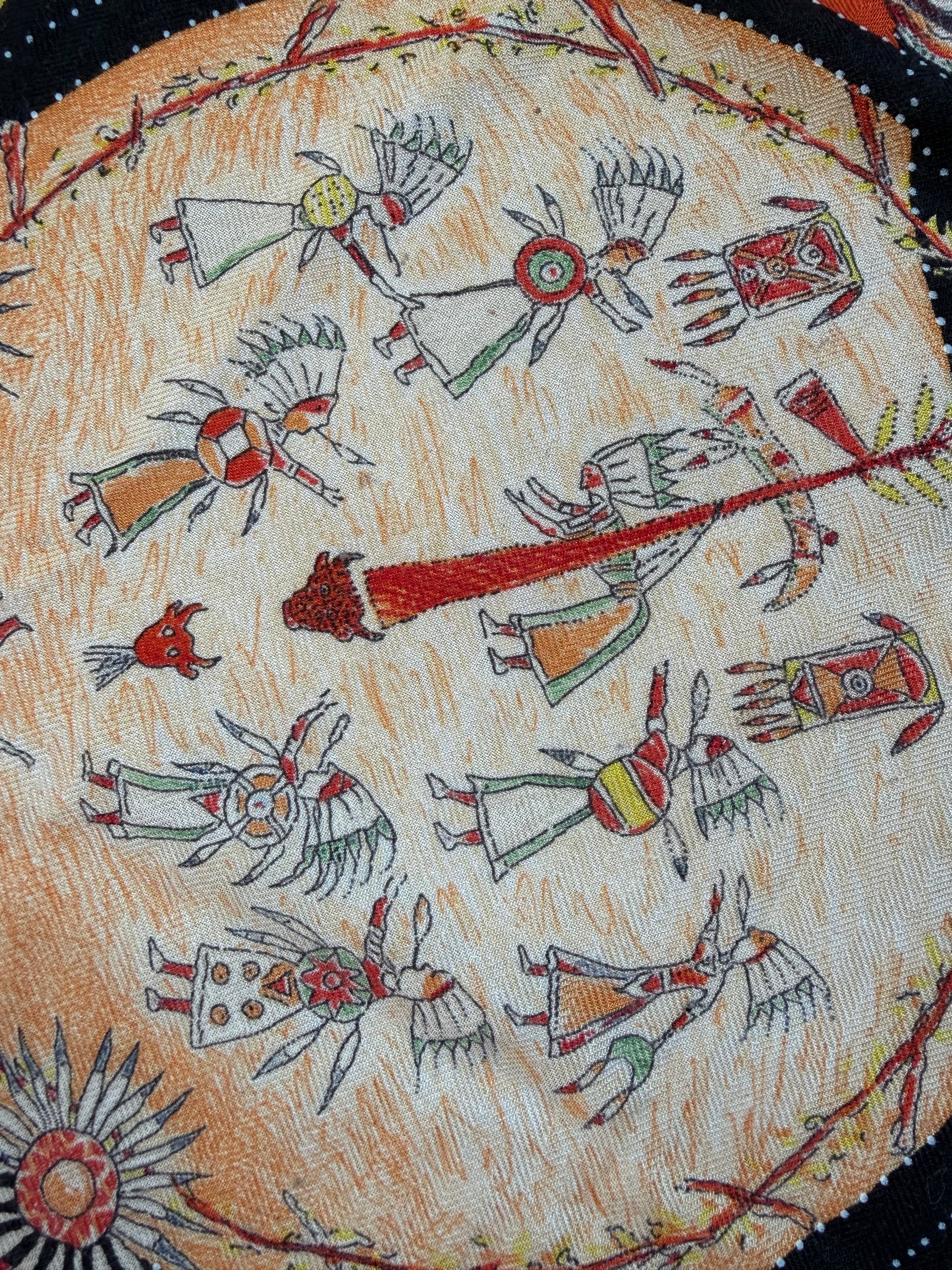 Hermès Les Danses des Indiens Cashmere Silk Shawl 140 – Kermit Oliver – Vintage