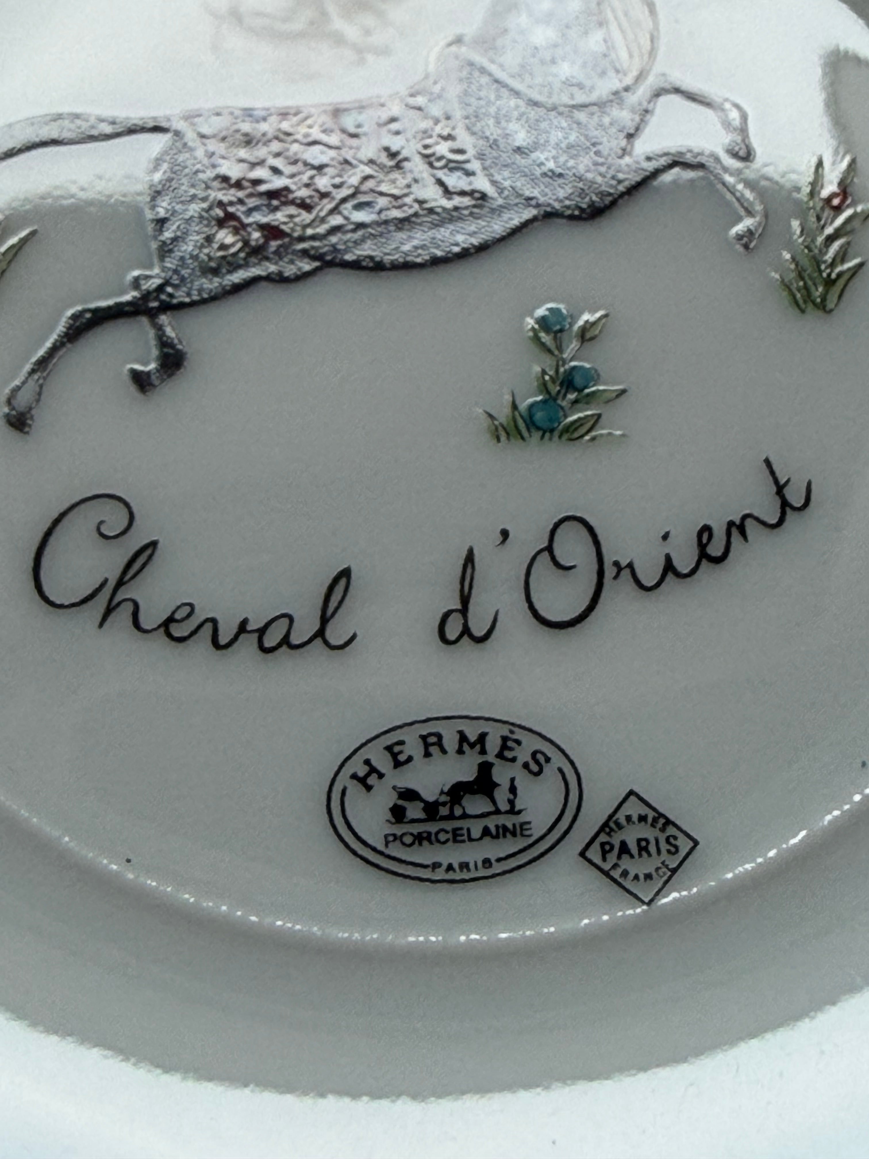 Hermès Cheval d’Orient Porcelain Tea Cup & Two Saucers – Original Box