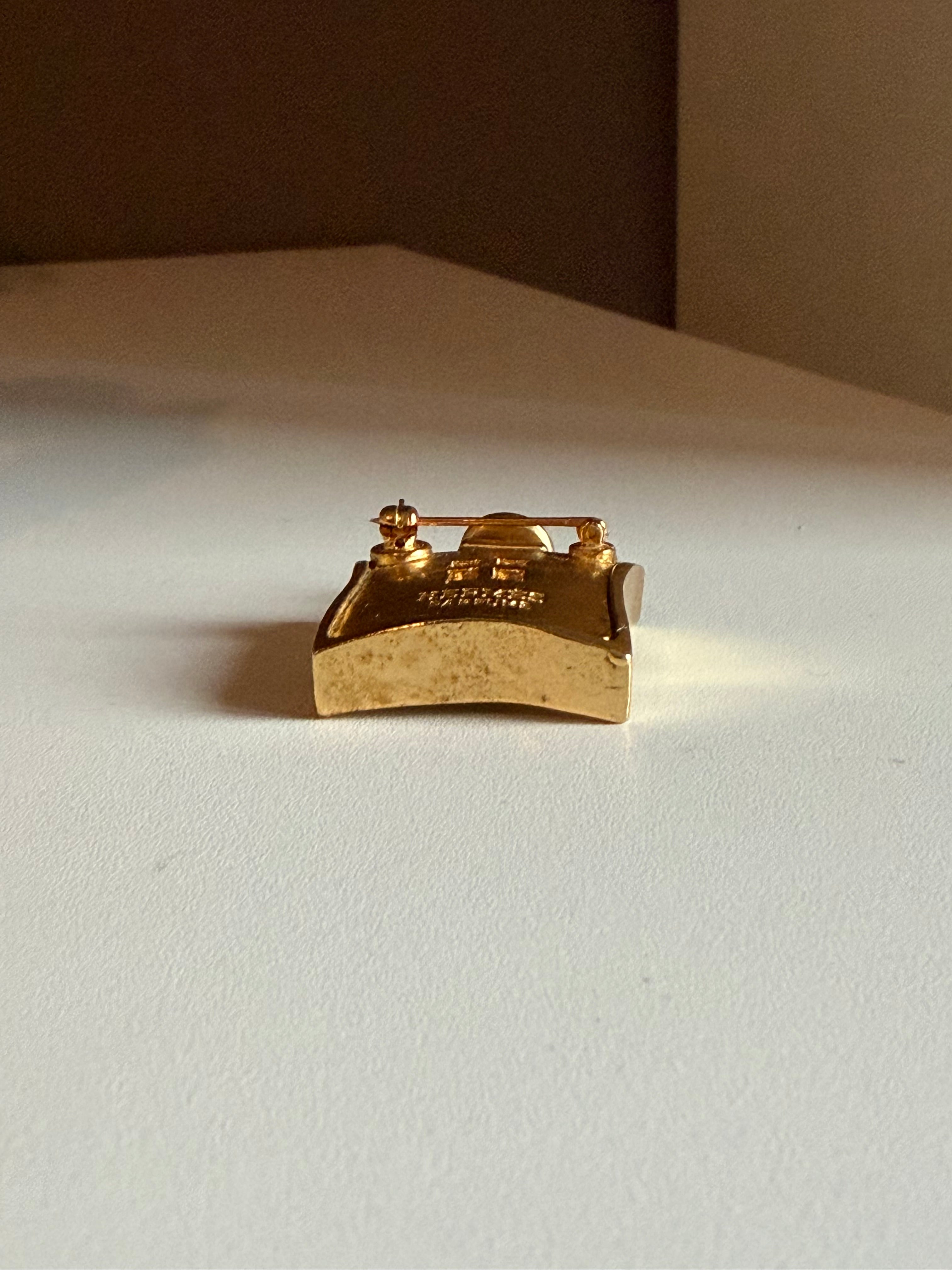 Vintage Hermès 24 Faubourg Perfume Bottle Brooch – Gold Tone – Rare Collector’s Piece
