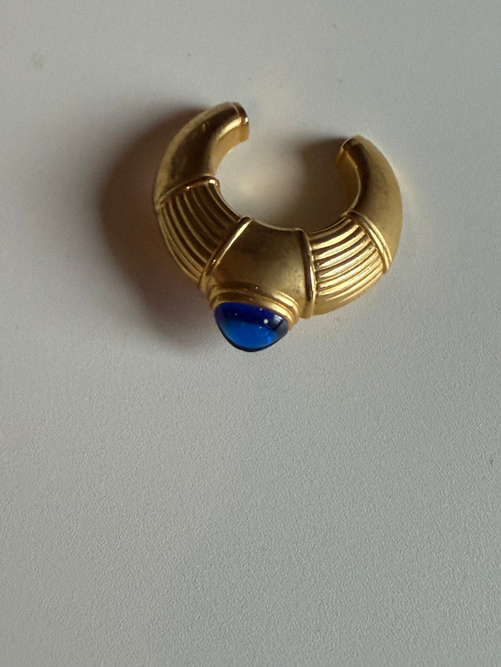 Vintage Boucheron Paris Brooch – Gold-Tone & Blue Cabochon