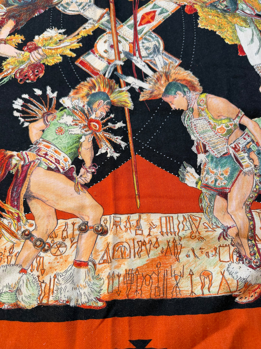 Hermès Les Danses des Indiens Cashmere Silk Shawl 140 – Kermit Oliver – Vintage