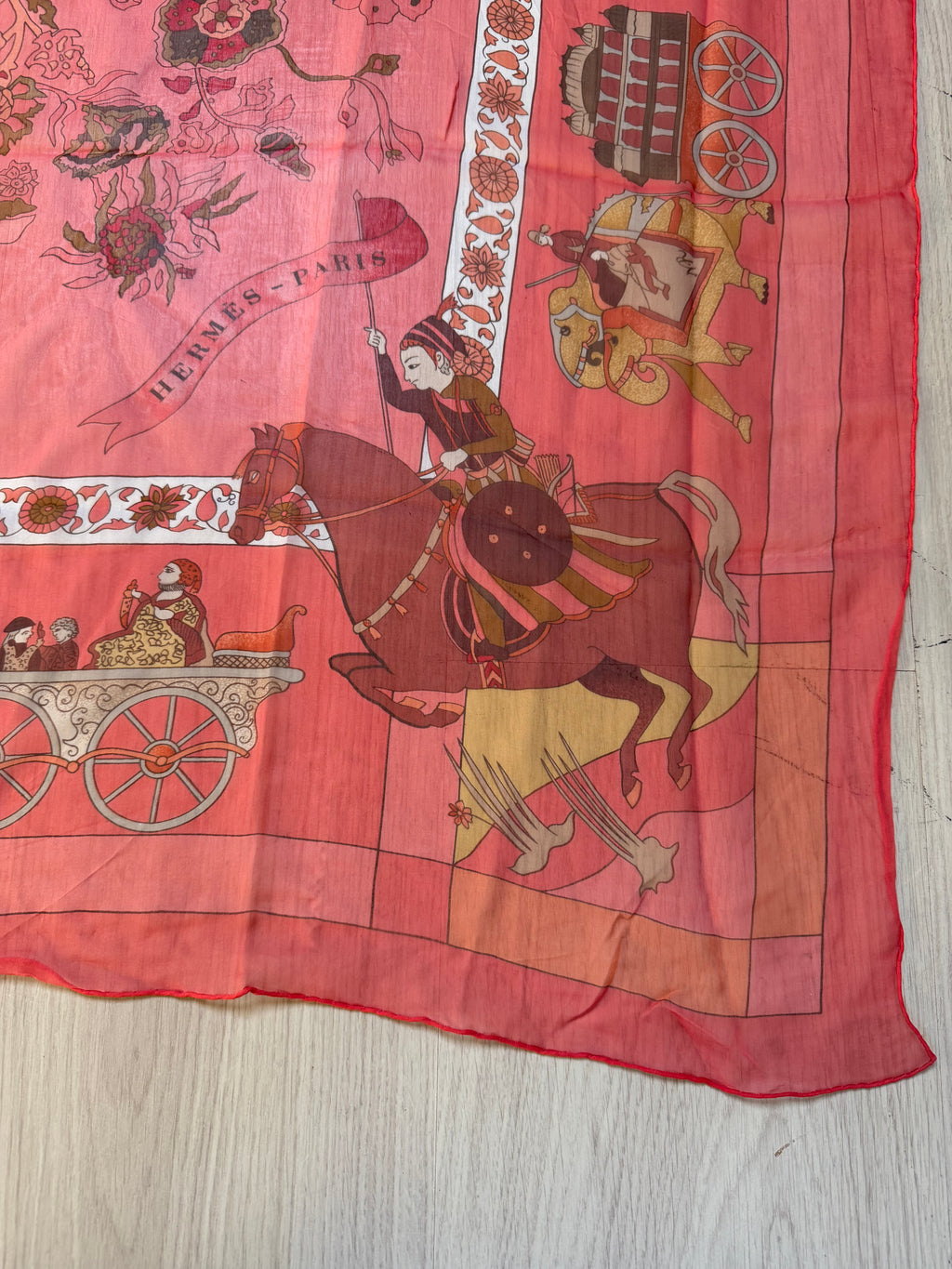 Hermès Fantaisies Indiennes Mousseline GM 140 by Loïc Dubigeon – Vintage Silk Chiffon Shawl