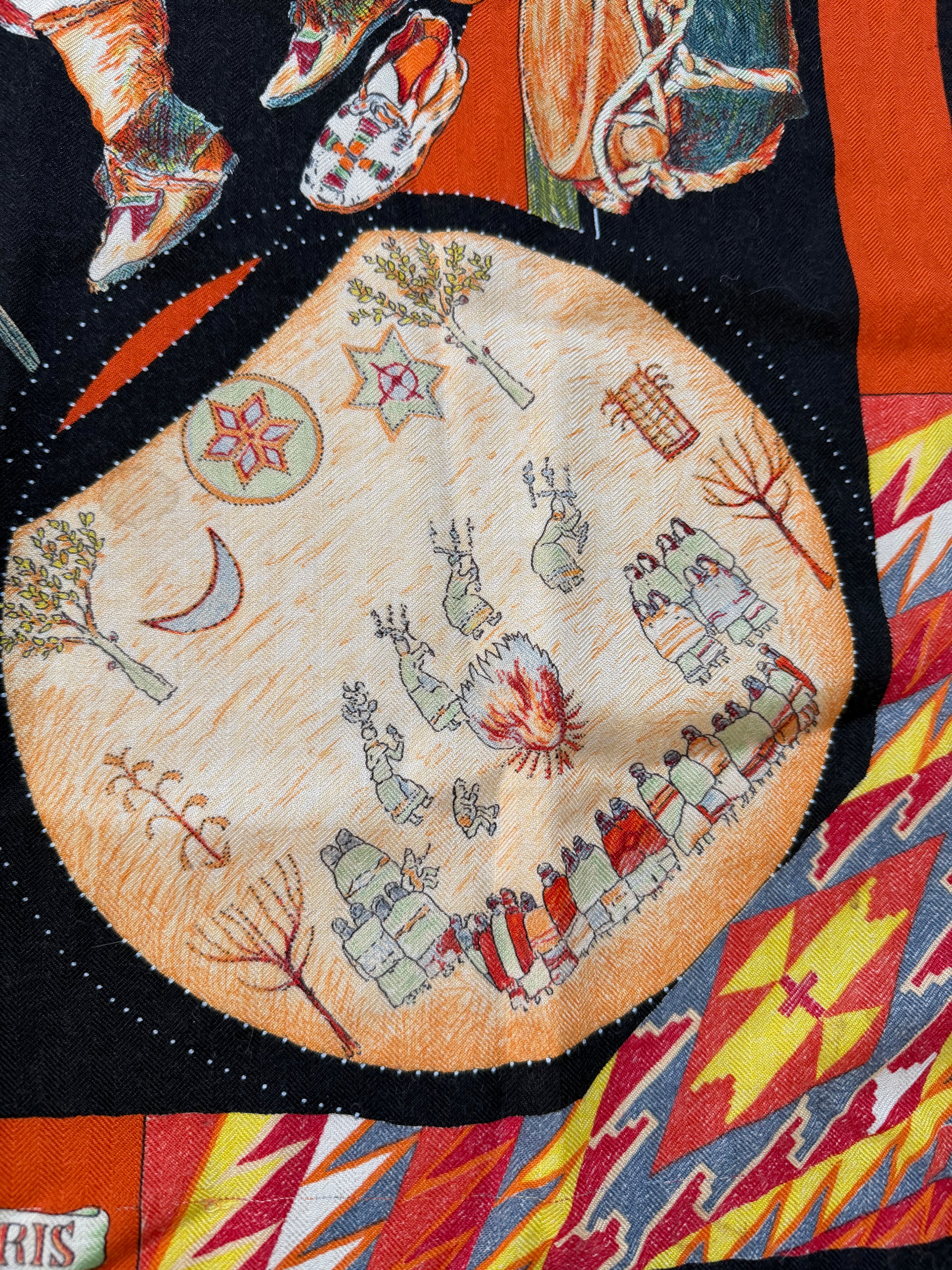 Hermès Les Danses des Indiens Cashmere Silk Shawl 140 – Kermit Oliver – Vintage