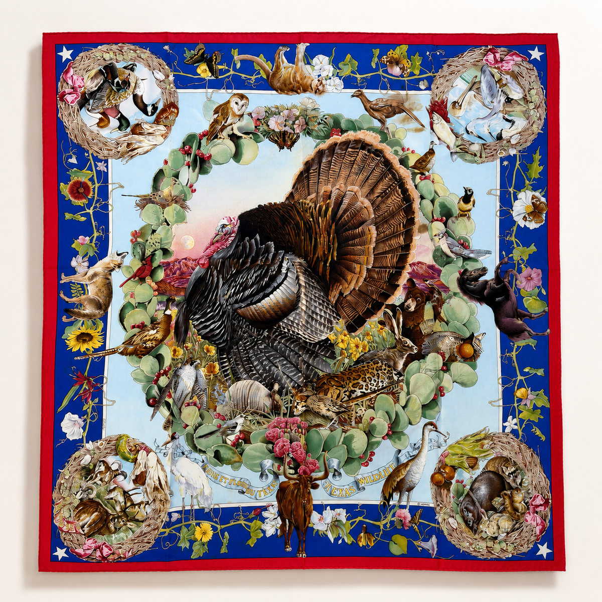 Hermès “Faune et Flore du Texas” Silk Carré 90 by Kermit Oliver – Vintage Collector’s Scarf with Original Box