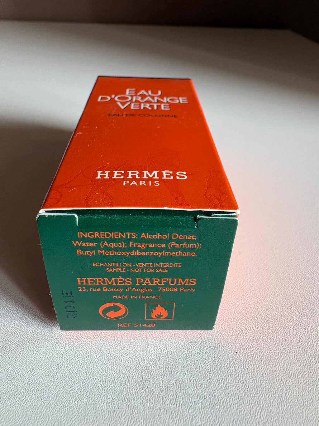 Vintage Hermès Eau d’Orange Verte 7.5ml – “Not for Sale” Boxed Sample